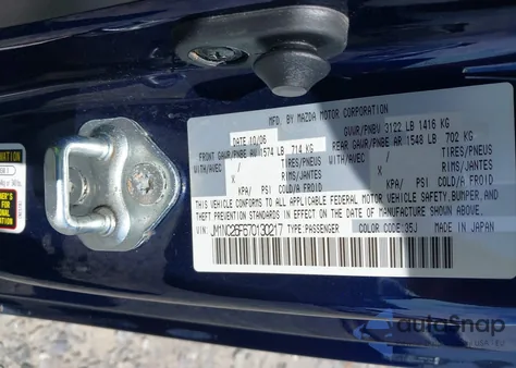 2007 Mazda Mx-5 Grand Touring from USA, damaged, VIN JM1NC26F670130217